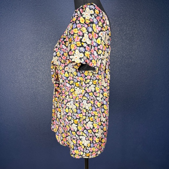 Anthropologie Leifsdottir Multicolor Floral Print Puff Sleeve Blouse, Size 2 - Picture 3 of 9